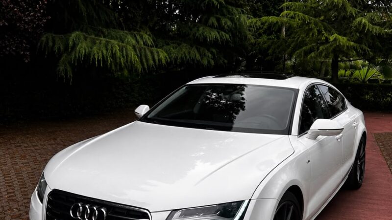 White Audi A7 Sportback, front view